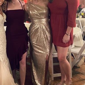 Gold sequin bridesmaid dress